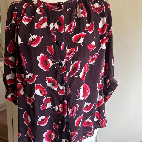 Milly of New York Silk Poppy Floral Print Top Blouse sz 4 - Picture 1 of 7
